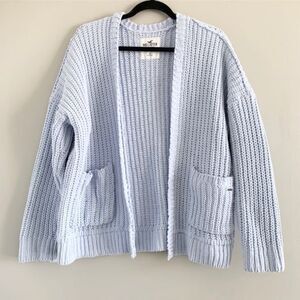 Hollister pastel periwinkle blue chenille knit oversized cardigan